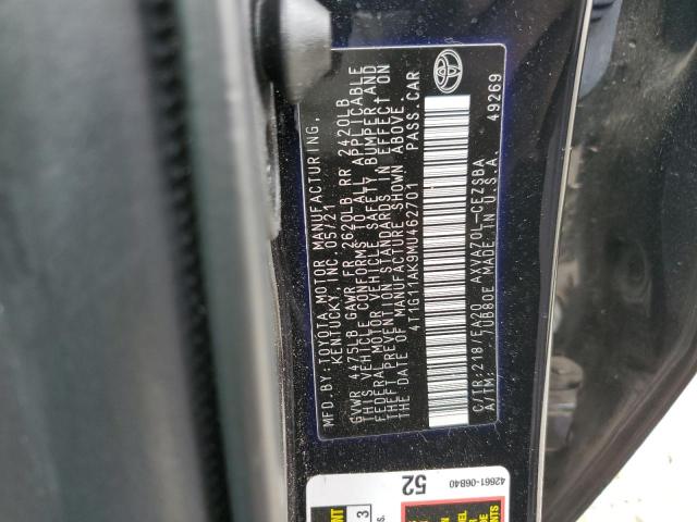 VIN 4T1G11AK9MU462701 2021 Toyota Camry, SE no.12