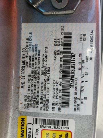 2020 FORD FUSION SE - 3FA6P0LU3LR211787