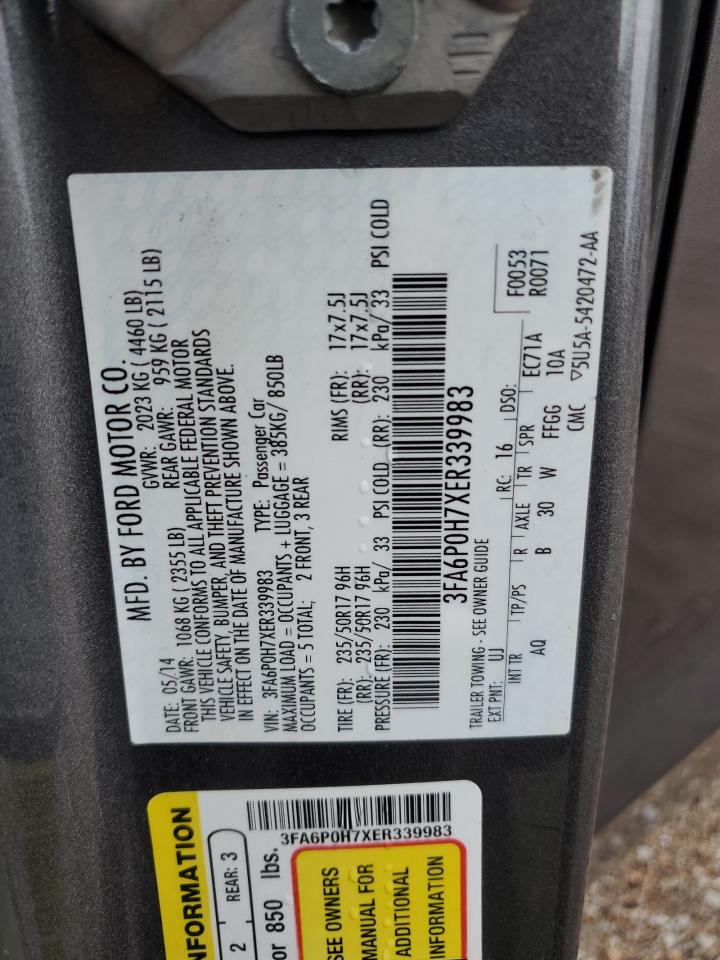 3FA6P0H7XER339983 2014 Ford Fusion Se