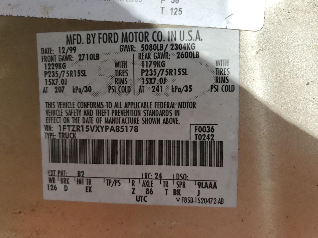 1FTZR15VXYPA85178 2000 Ford Ranger Super Cab