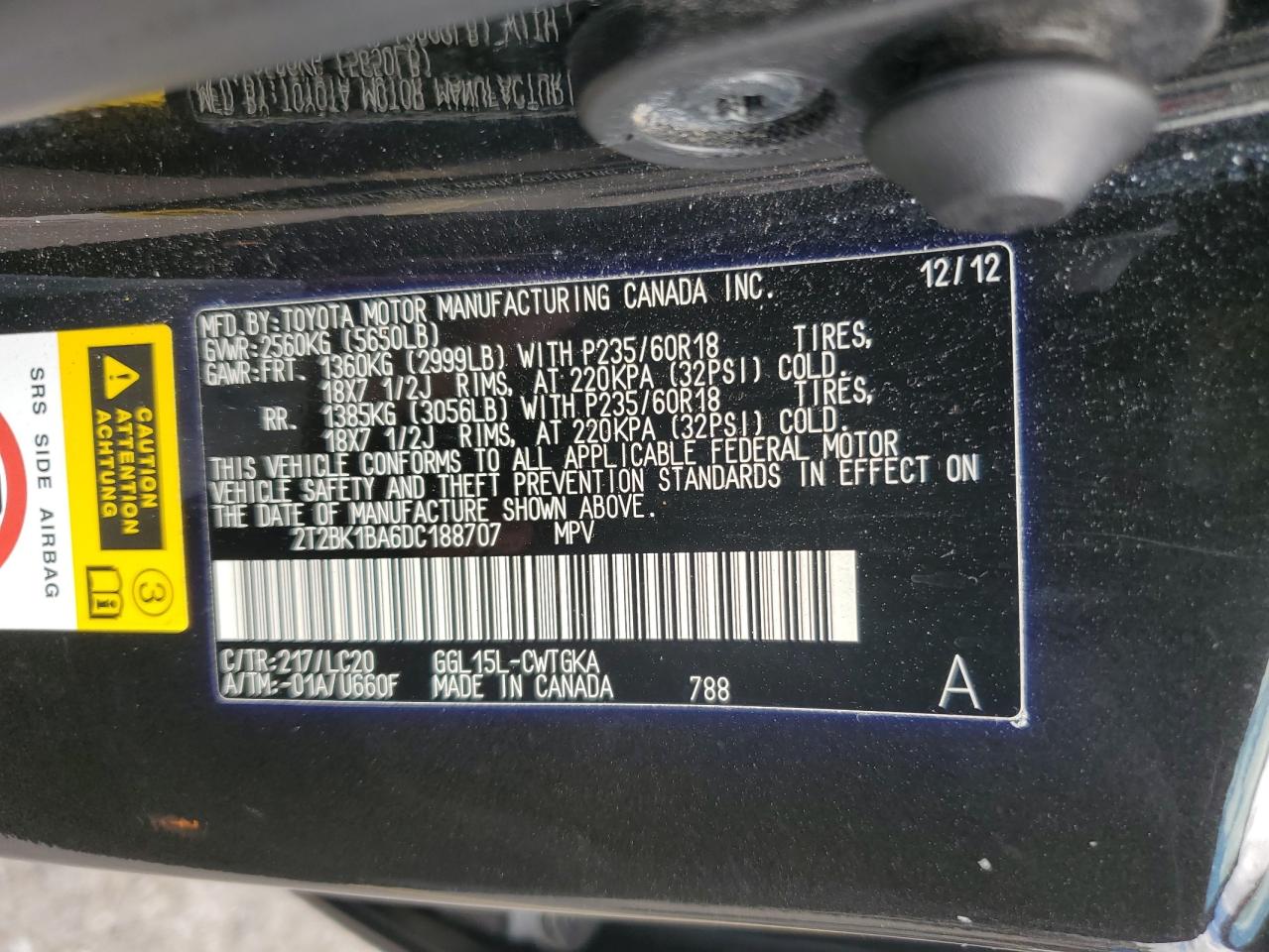 2T2BK1BA6DC188707 2013 Lexus Rx 350 Base