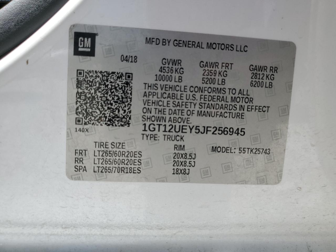 1GT12UEY5JF256945 2018 GMC Sierra K2500 Denali