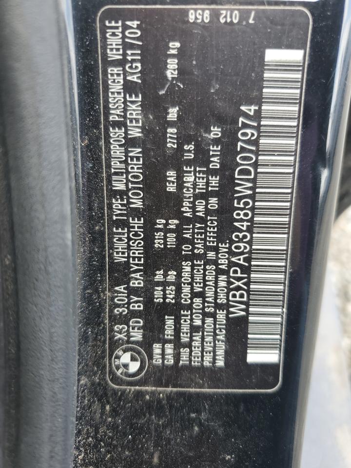 WBXPA93485WD07974 2005 BMW X3 3.0I