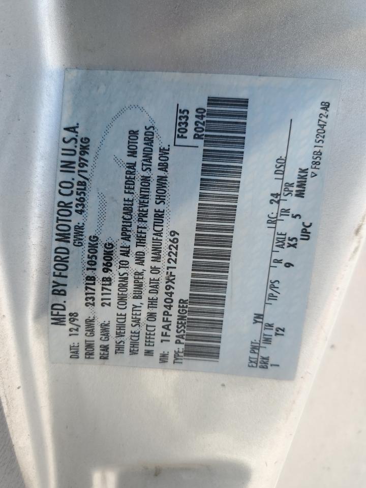 1FAFP4049XF122269 1999 Ford Mustang