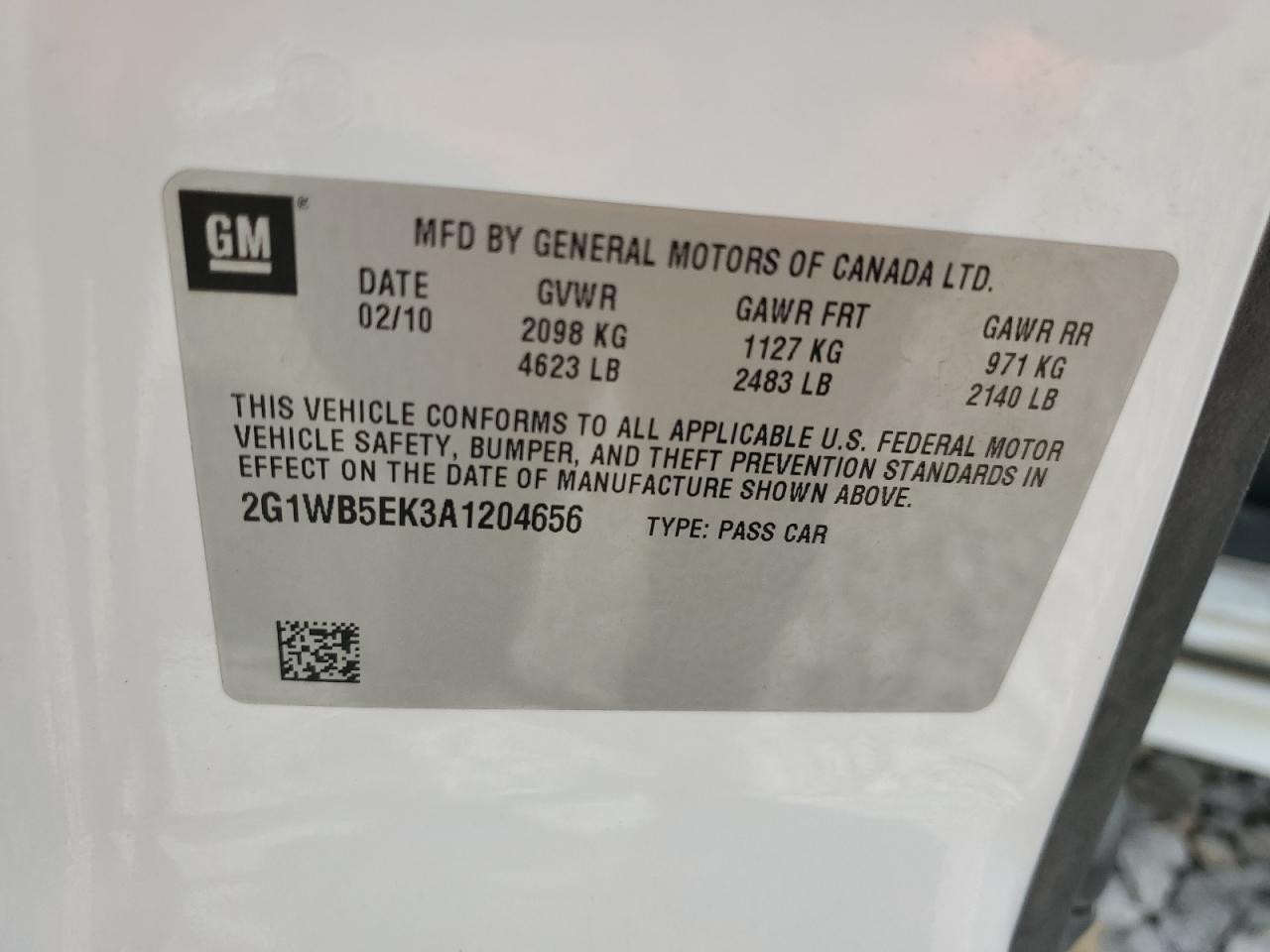 2G1WB5EK3A1204656 2010 Chevrolet Impala Lt