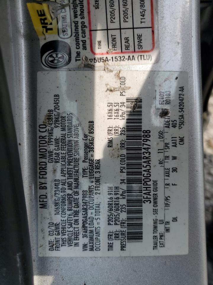 3FAHP0GA5AR347988 2010 Ford Fusion S