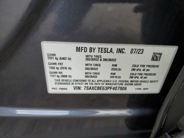 2023 Tesla Model X VIN: 7SAXCBE63PF407906 Lot: 60871374