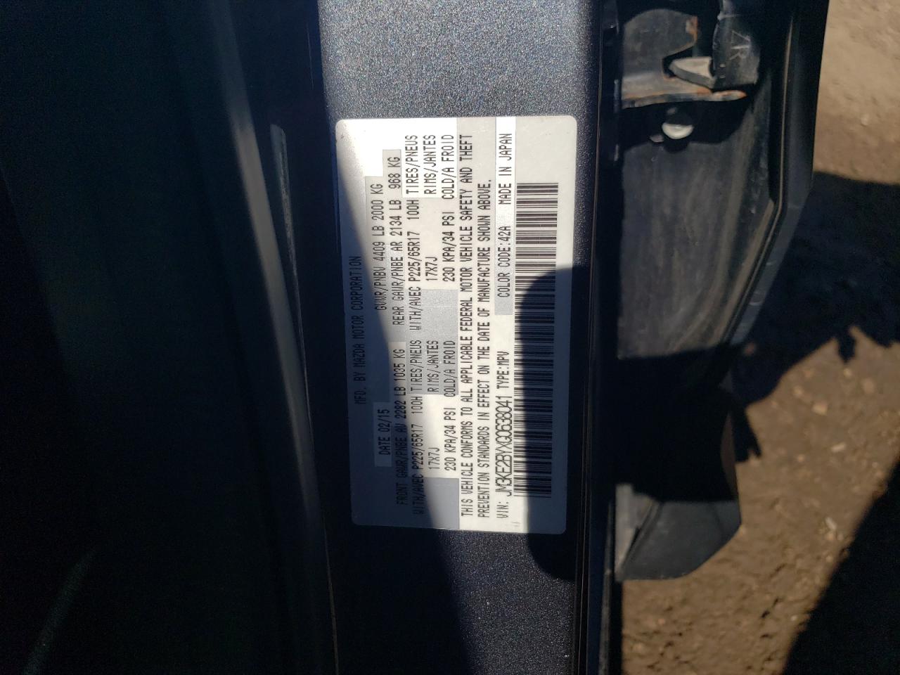 JM3KE2BYXG0638041 2016 Mazda Cx-5 Sport