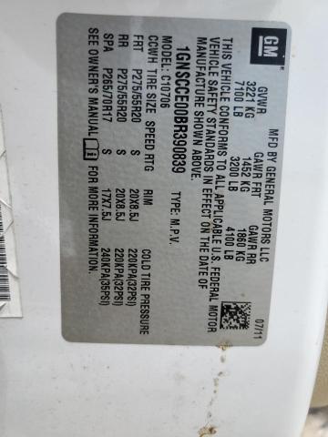 2011 Chevrolet Tahoe C1500 Ltz VIN: 1GNSCCE00BR390839 Lot: 62524014