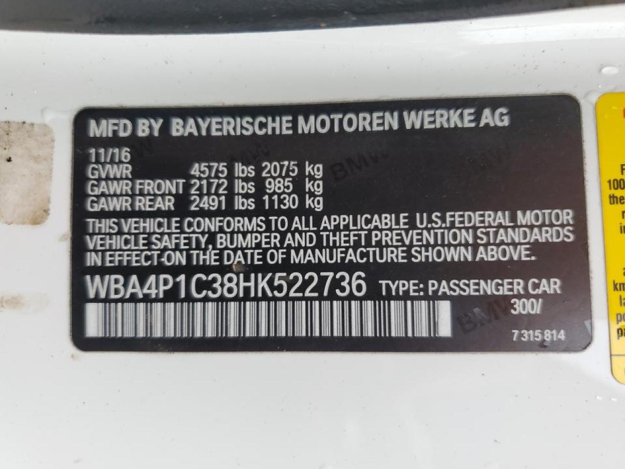 WBA4P1C38HK522736 2017 BMW 440I