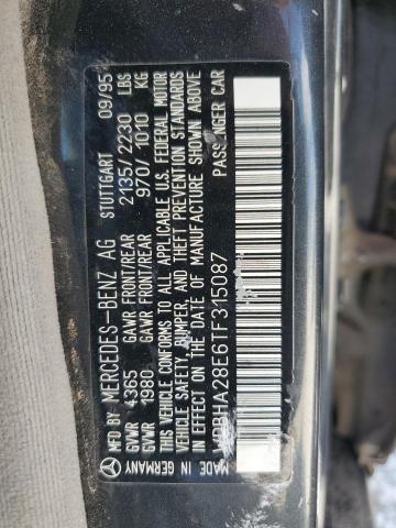 1996 Mercedes-Benz C 280 VIN: WDBHA28E6TF315087 Lot: 61850494