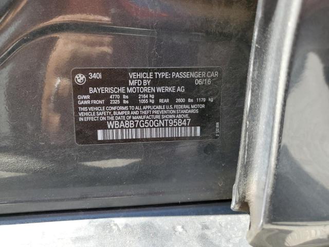 2016 BMW 340 Xi VIN: WBA8B7G50GNT95847 Lot: 61760614