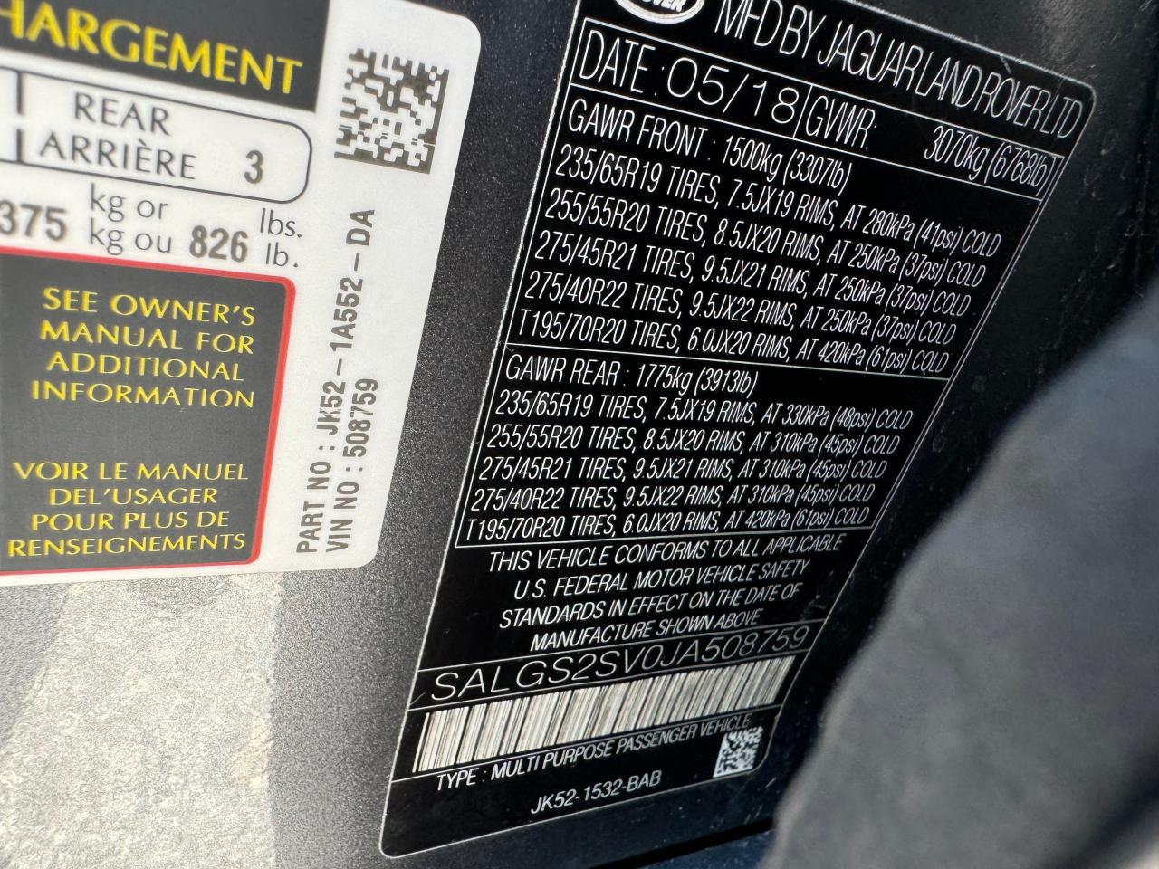 SALGS2SV0JA508759 2018 Land Rover Range Rover 3.0L V6 Supercharged Hse