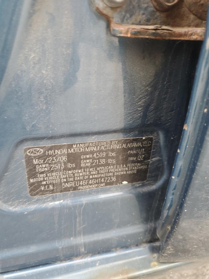 5NPEU46F46H147236 2006 Hyundai Sonata Gls
