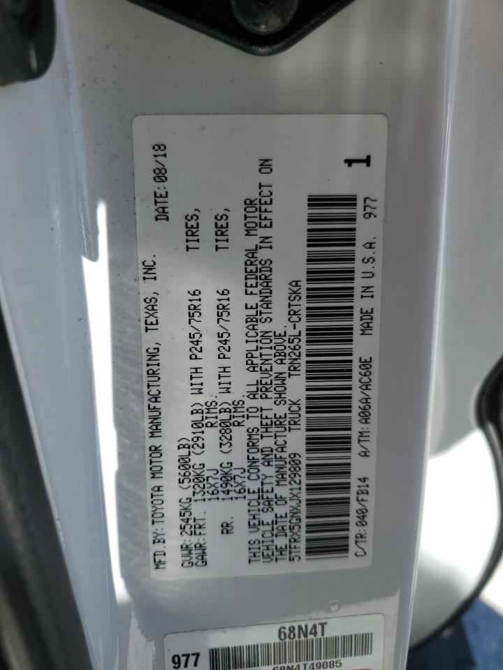 5TFRX5GNXJX129809 TOYOTA TACOMA 2018