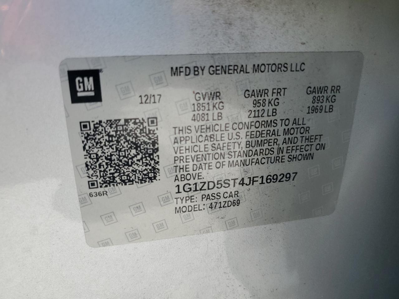 1G1ZD5ST4JF169297 CHEVROLET MALIBU 2018