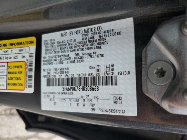 VIN 3FA6P0G78HR208668 2017 Ford Fusion, S no.12