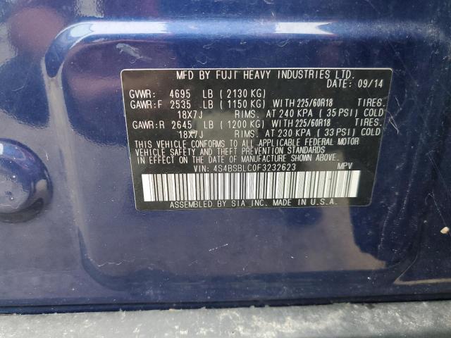 2015 Subaru Outback 2.5I Limited VIN: 4S4BSBLC0F3232623 Lot: 61520094