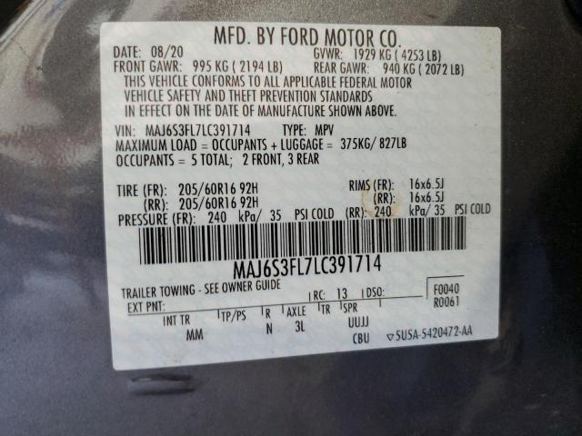 2020 Ford Ecosport S VIN: MAJ6S3FL7LC391714 Lot: 61332974