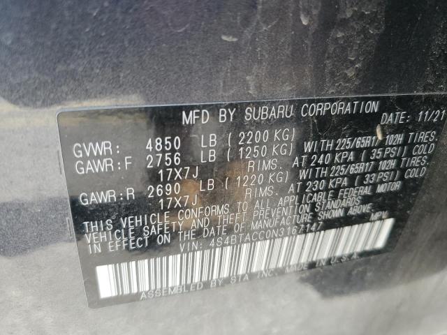 2022 Subaru Outback Premium VIN: 4S4BTACC0N3167147 Lot: 61455934