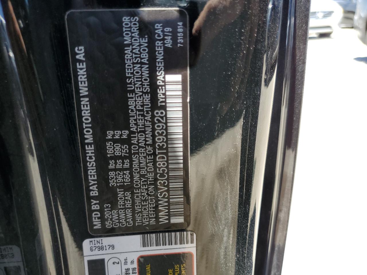 WMWSV3C58DT393928 2013 Mini Cooper S