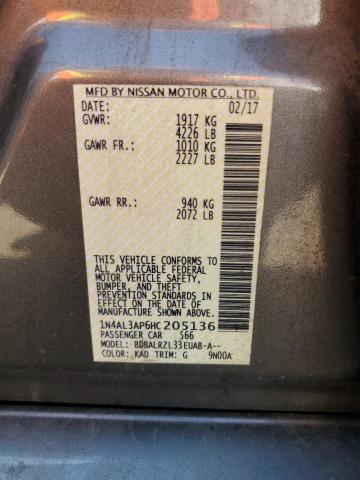 2017 NISSAN ALTIMA 2.5 - 1N4AL3AP6HC205136