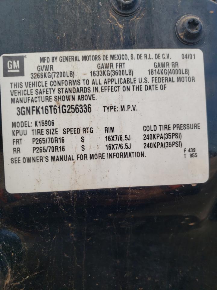 3GNFK16T61G256336 2001 Chevrolet Suburban K1500