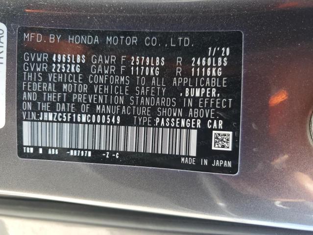 2021 HONDA CLARITY - JHMZC5F16MC000549