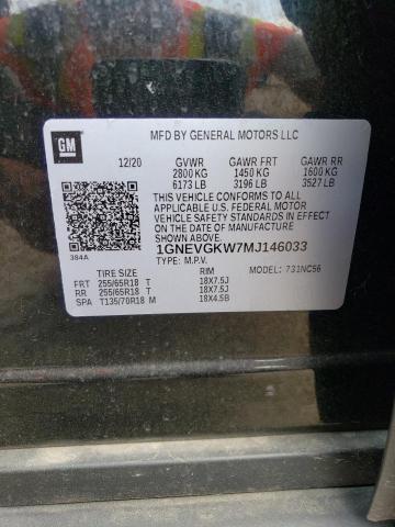 2021 Chevrolet Traverse Lt VIN: 1GNEVGKW7MJ146033 Lot: 62249264