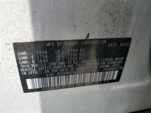 2022 Subaru Legacy Touring Xt VIN: 4S3BWGP61N3022735 Lot: 61527554