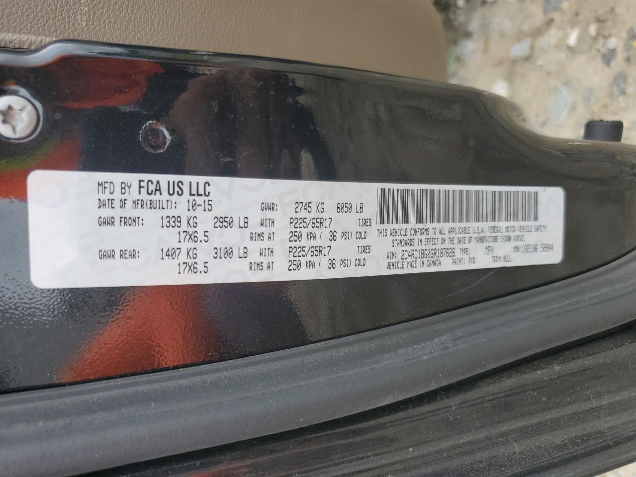 2C4RC1BG0GR187626 2016 Chrysler Town & Country Touring