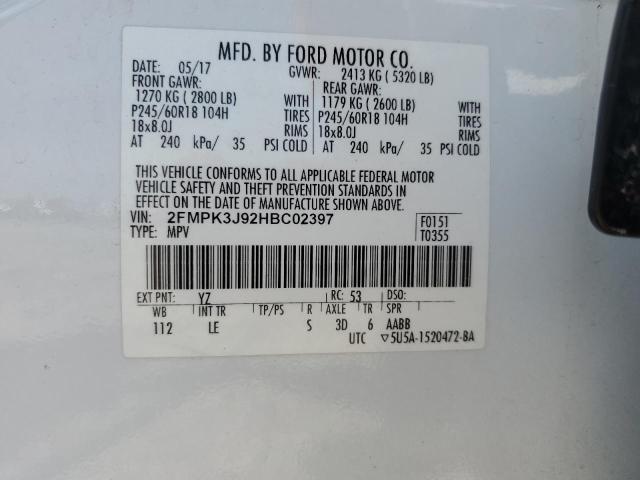2017 FORD EDGE SEL - 2FMPK3J92HBC02397