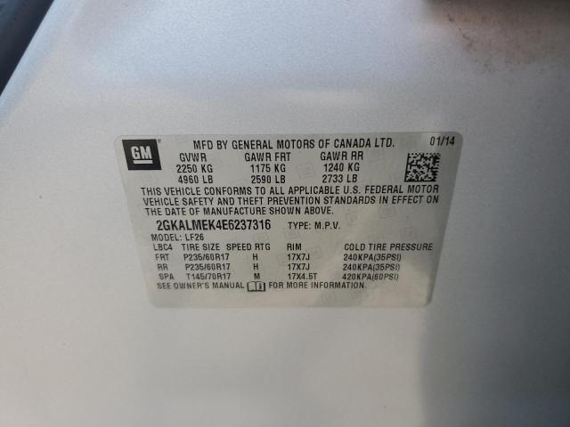 2014 GMC Terrain Sle VIN: 2GKALMEK4E6237316 Lot: 60877194