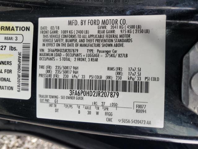 VIN 3FA6P0HD2JR207879 2018 Ford Fusion, SE no.12