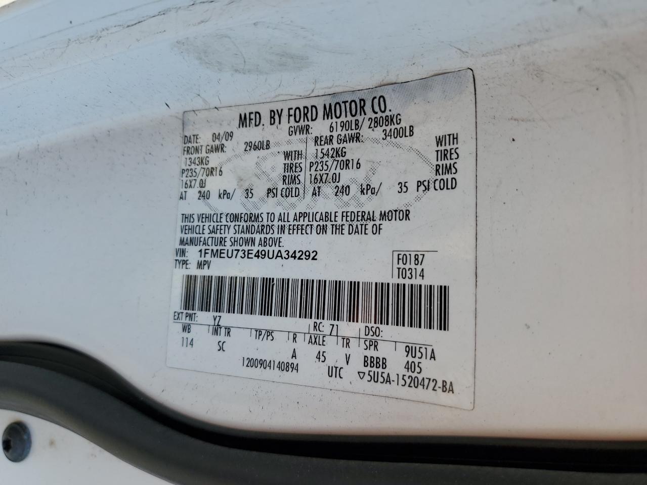 1FMEU73E49UA34292 2009 Ford Explorer Xlt