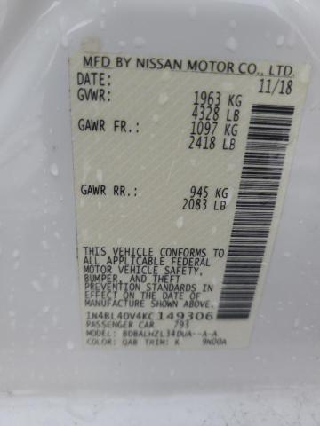 2019 NISSAN ALTIMA SV - 1N4BL4DV4KC149306