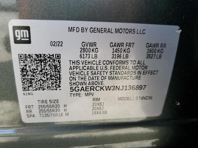 2022 Buick Enclave Premium VIN: 5GAERCKW3NJ136897 Lot: 61245734