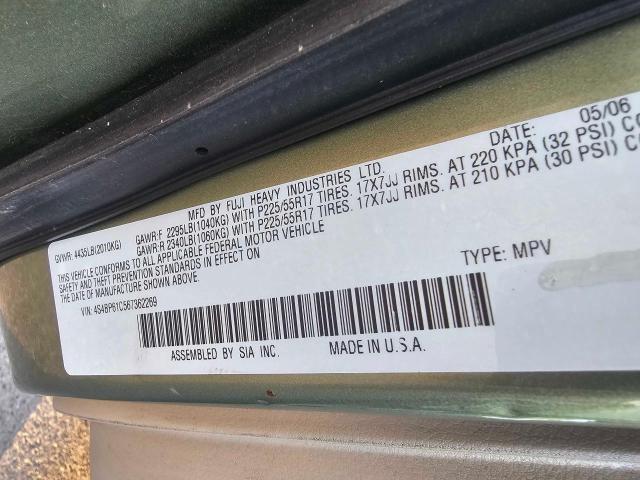 2006 Subaru Legacy Outback 2.5I VIN: 4S4BP61C567362269 Lot: 62368754