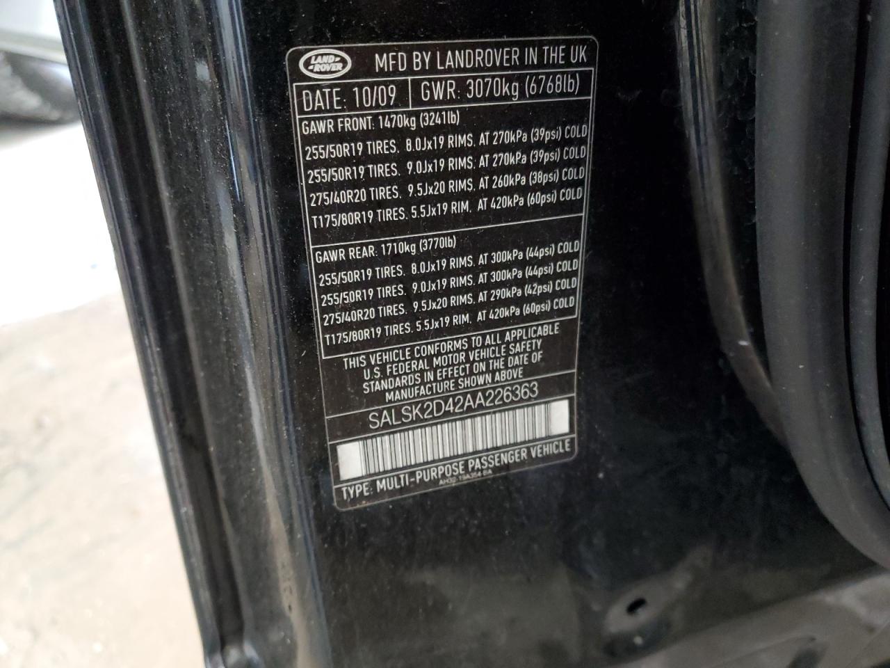 SALSK2D42AA226363 2010 Land Rover Range Rover Sport Lux