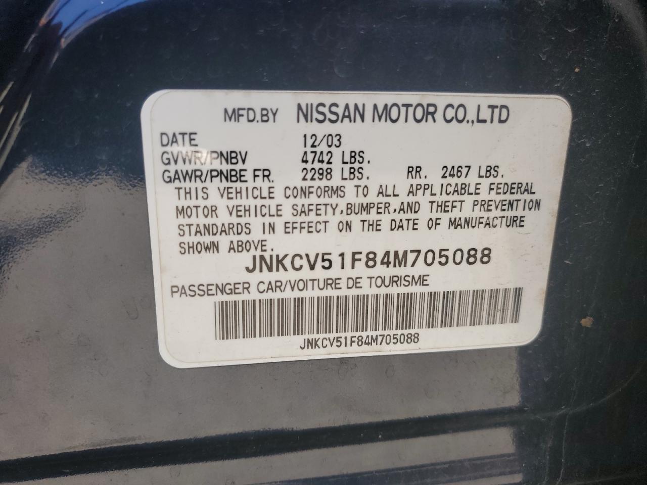 JNKCV51F84M705088 2004 Infiniti G35