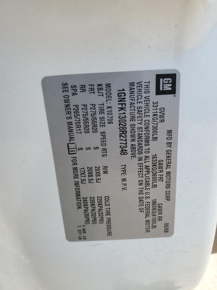 1GNFK13028R277348 2008 Chevrolet Tahoe K1500