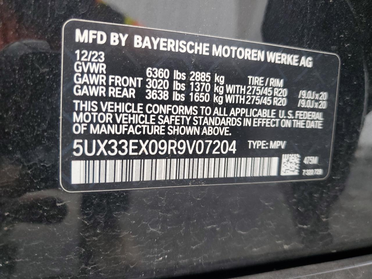 5UX33EX09R9V07204 2024 BMW X6 xDrive40I