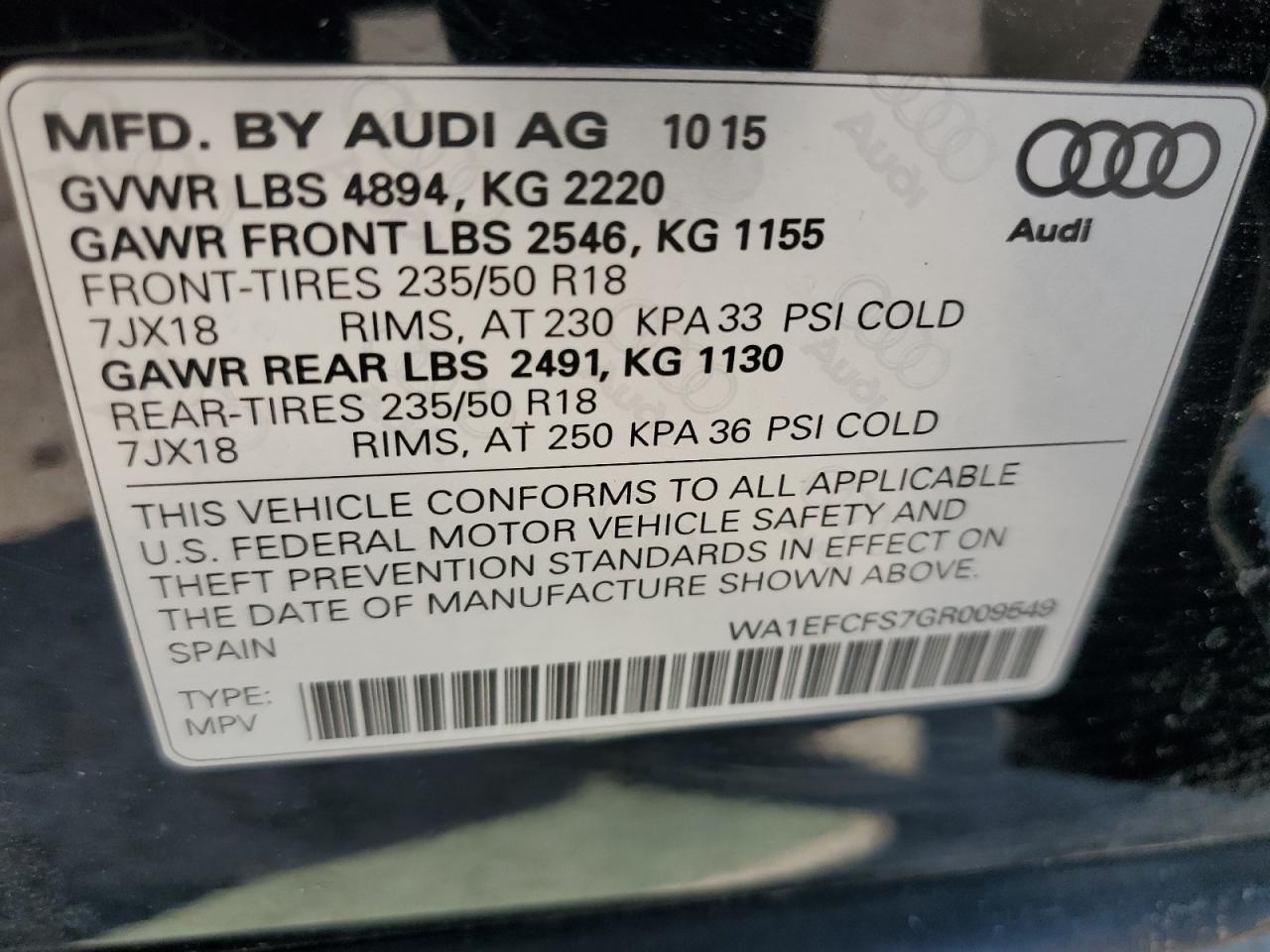 WA1EFCFS7GR009549 2016 Audi Q3 Premium Plus