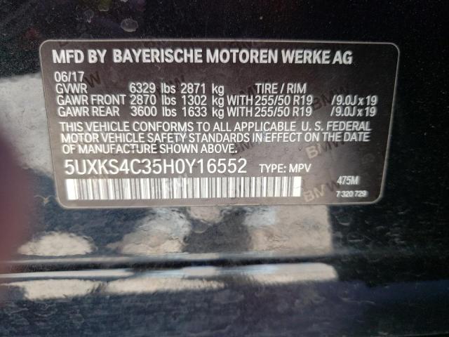 VIN 5UXKS4C35H0Y16552 2017 BMW X5, Xdrive35D no.13