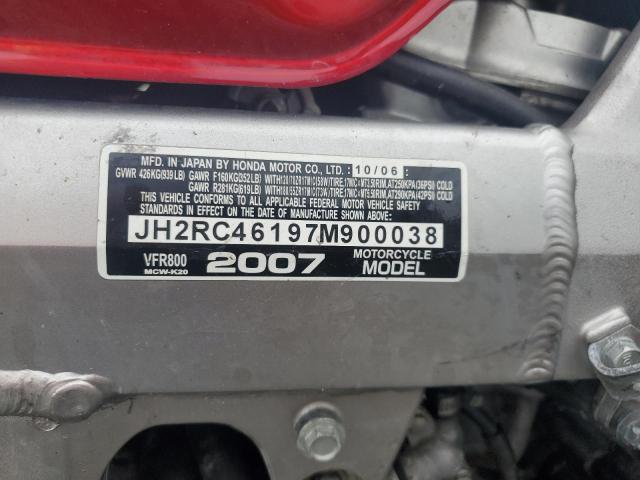 2007 HONDA VFR800 JH2RC46197M900038
