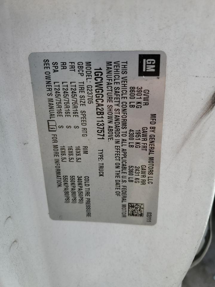 1GCWGGCA2B1137571 2011 Chevrolet Express G2500