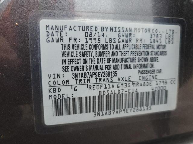 VIN 3N1AB7AP9EY288135 2014 Nissan Sentra, S no.12