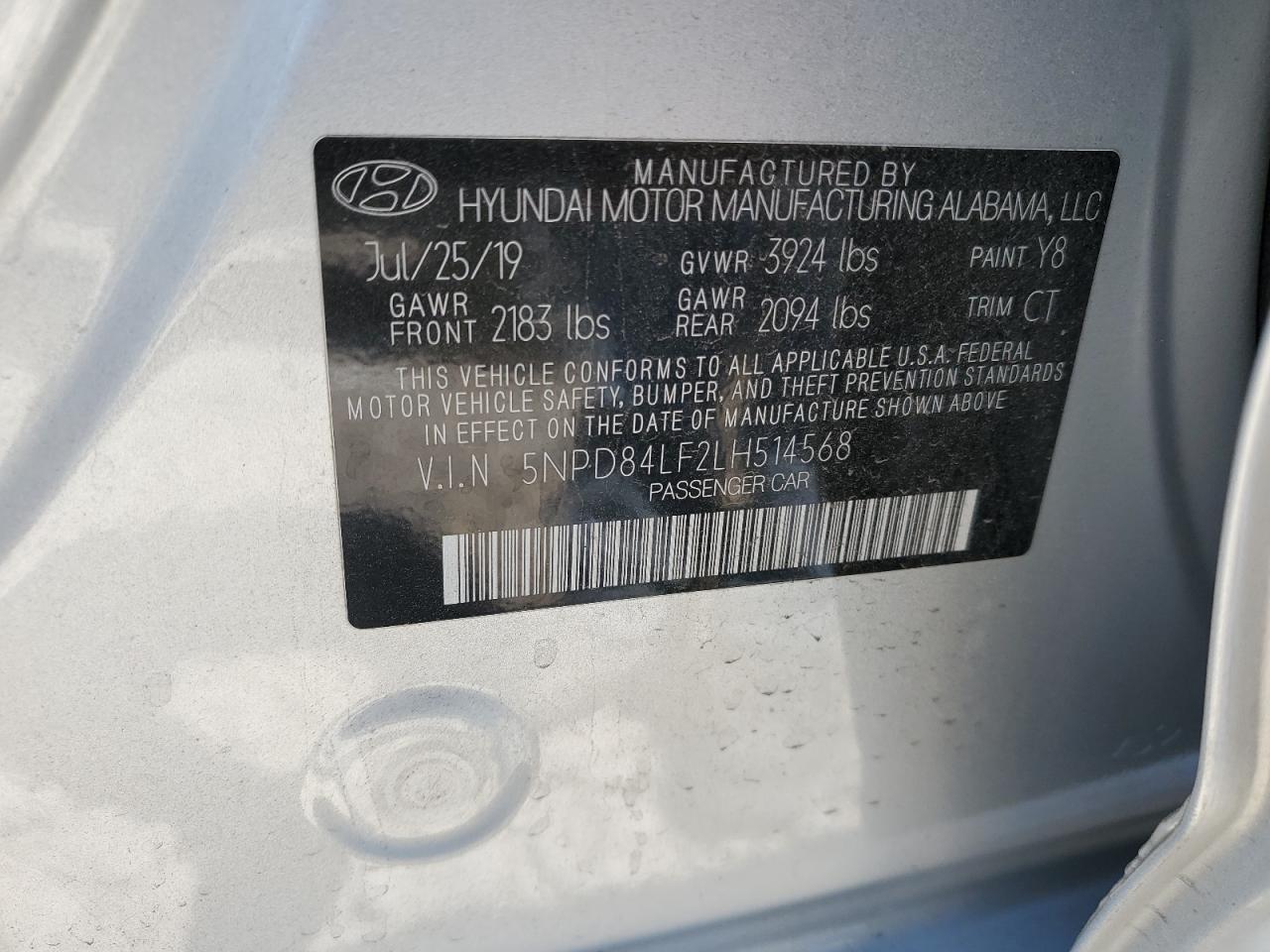 Lot #2902987732 2020 HYUNDAI ELANTRA SE