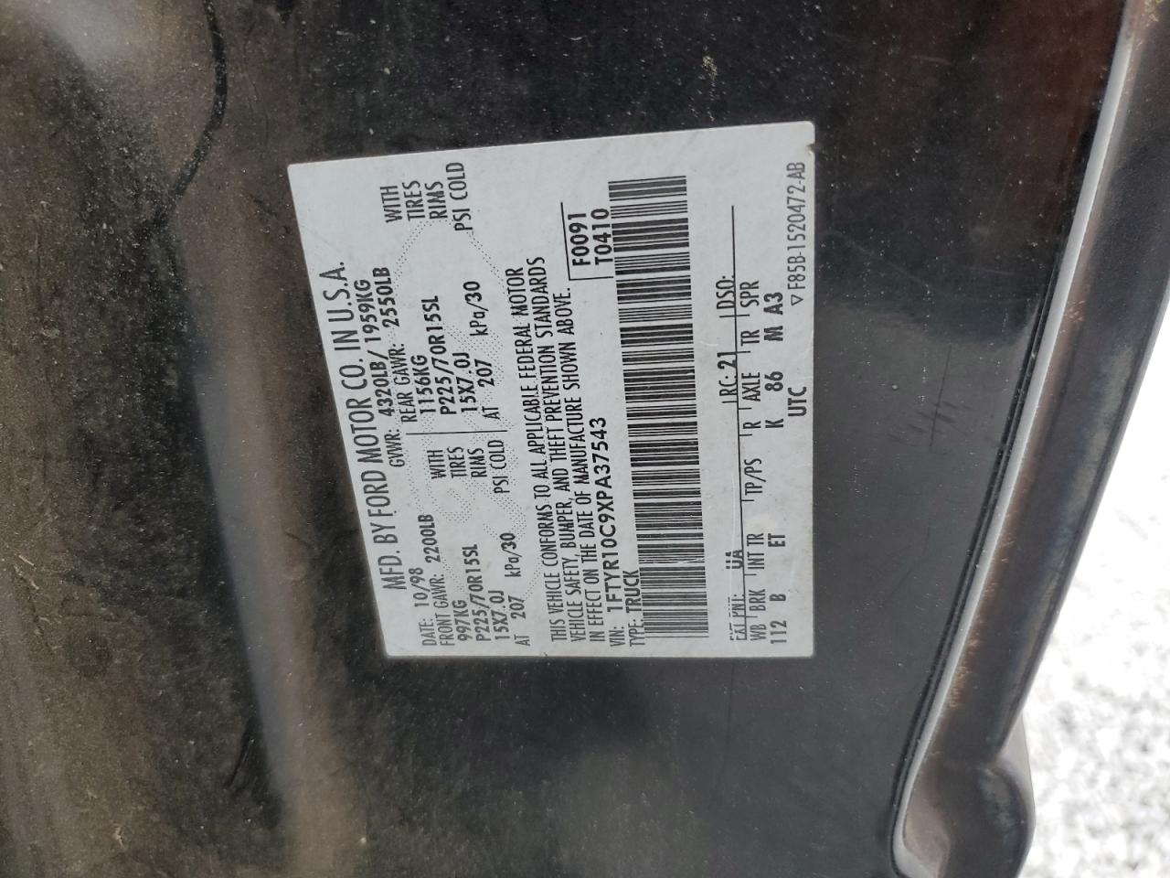 1FTYR10C9XPA37543 1999 Ford Ranger