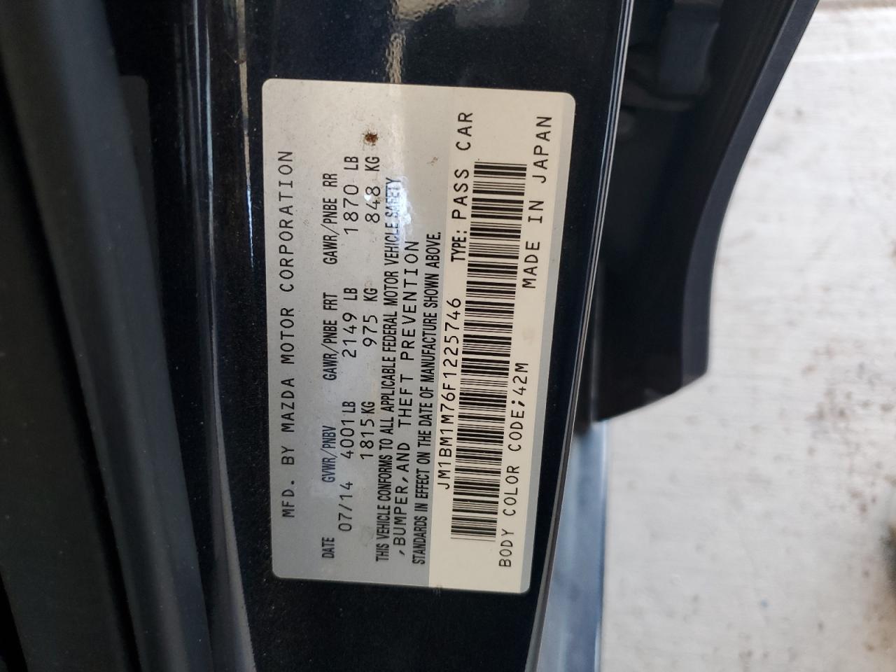 JM1BM1M76F1225746 2015 Mazda 3 Grand Touring